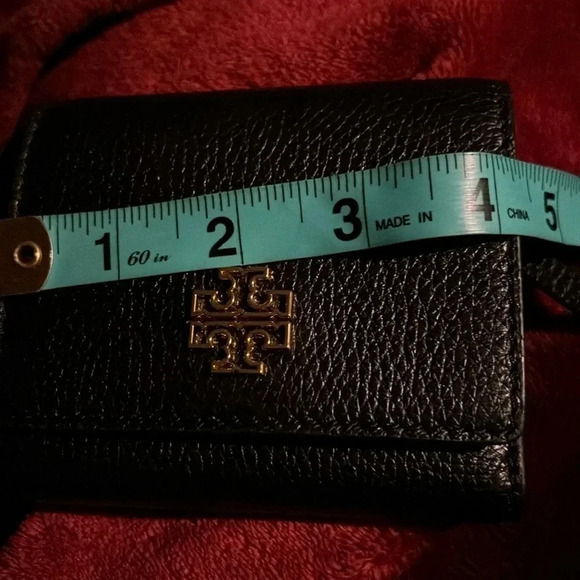 Tory Burch Trifold Compact Wallet in Black Pebbled Leather - Picture 8 of 16